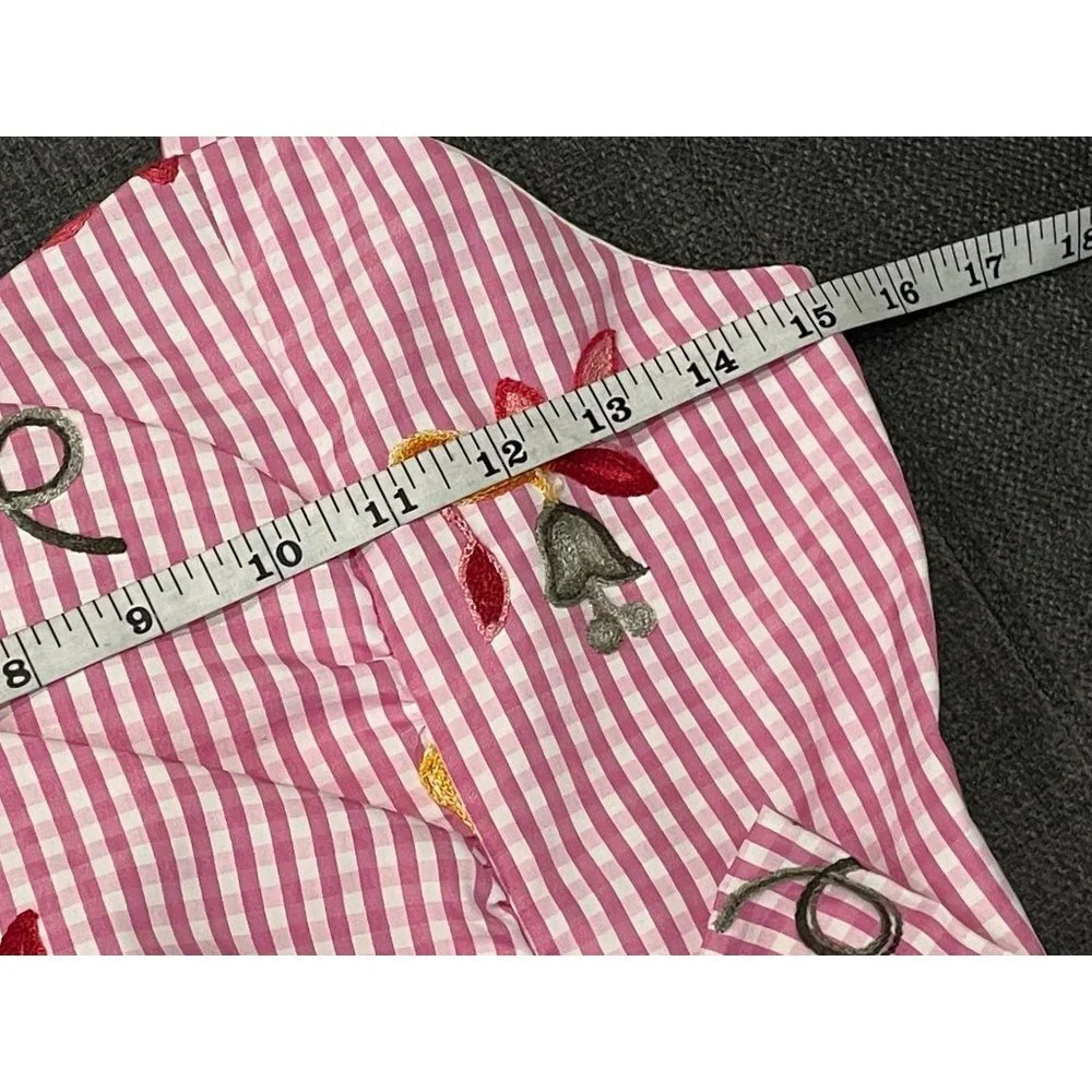 Vintage Y2K Rare Editions Pink White Gingham Fit and Flare Embroidered Dress - Picture 9 of 11